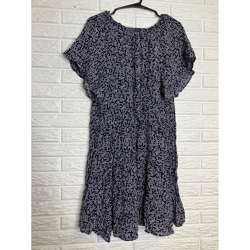 Anthropologie Mini Dress Womens M Navy Polka Dot Excellent V-Neck Tiered Ruffle - Picture 8 of 8